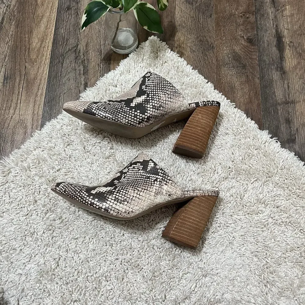 Steven Steve Madden Bold Snakeskin Print Faux Leather Nellie Slip-On Heel Mules